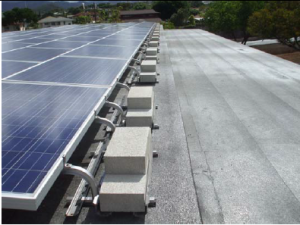 PV Panels on eastern side of Building M rooftop looking east.