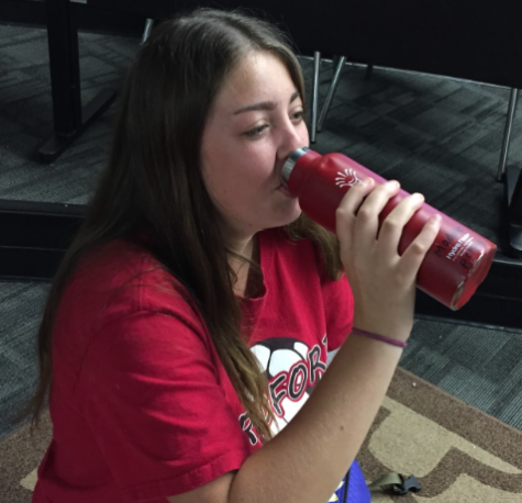 Madeleine Cole (11)  stays hydrated  by drinking the school day. However, recent studies show that people are consuming too much water if they follow the eight cup guideline.