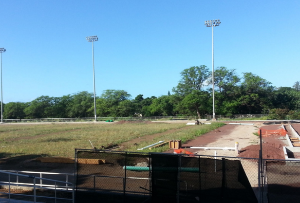 Radford’s athletic track field is still under construction. Its completion date was delayed due to contamination issues. “The main disadvantage [of this] is not having a home site for our football, soccer, and track teams to practice and host games,” Principal James Sunday said. (Photo by Alexa Conrad)
