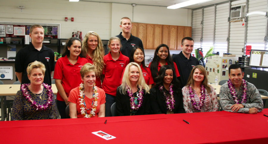 Ellyn Dunford, Bruni Bradley, Kim Crutchfield, Rebecca White, and Colonel Peter Santa Ana of the United States Pacific Command Directors visited Radford High School's Transition Center. Student facilitators shared how the center is run, and about their experiences in the program. During the third quarter alone, the school received 48 new students.