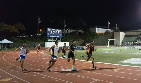 Soloman Loggins (12) seen running in the 4 by 4 boys team. The group took 1st place in the event, a massive victory for the track team. 