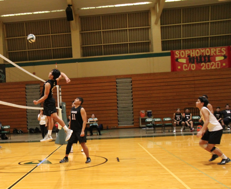 Varsity boys volleyball plays against Aiea, who they beat 25-13. Sala got an overkill after Blu Kurt served and the other team shanked the pass. Captain Micah Sala (11) said that team members have a very close relationship with each other, and after the loss of Sala’s grandmother (Grandma Bernie), his teammates were there to support him. “I’m serious when it comes to them being family. I love these guys. They are the true definition of a team. It was because we are a family that when one person goes through a horrific event, then we are all there to comfort,” Sala said. “I'd like to thank the team, Coach Christe and Coach Toloumu for being there when a loss in my family occured. In the Pearl City game they gave my grandfather purple roses which was her favorite color, and everyone wore red shoelaces in memory of her.” Photo submitted by Micah Sala