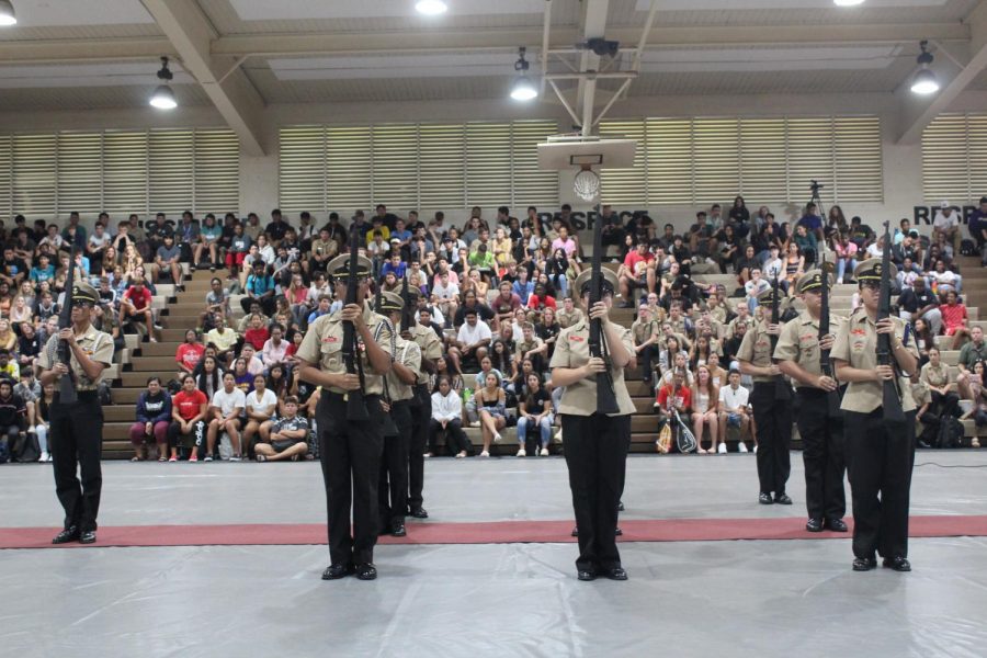 Junior+Reserve+Officers%E2%80%99+Training+Corps+students+put+on+a+performance+during+assembly+leaving+the+crowd+of+students+in+thrill+and+anticipation.