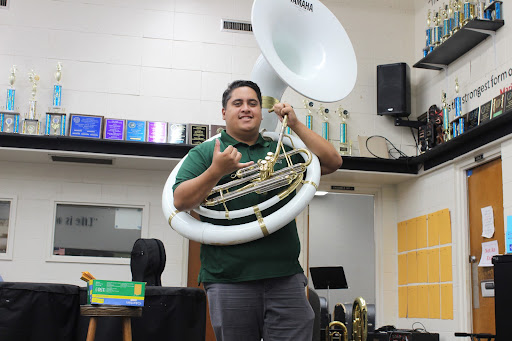 (Photo Credit: Aaliyah-Marie Arredondo) Mr. Larger can play over 20 instruments. I hope you can fit this in the frame! he said.