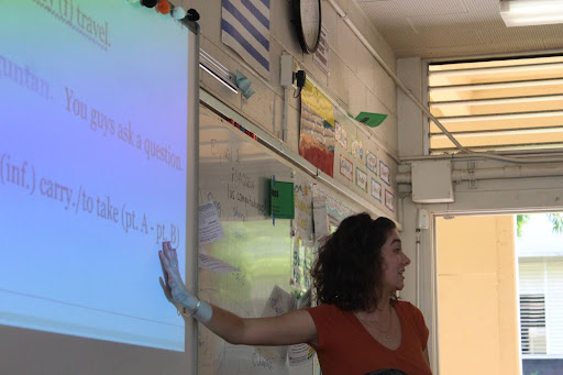 “Senorita” Brittney Hamilton teaches her Spanish class.