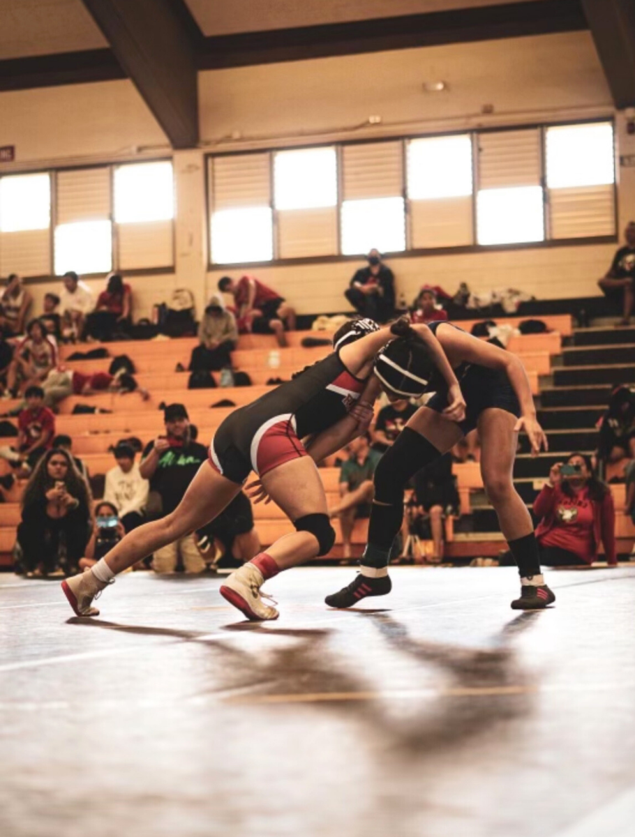 (Photo Credit: Maraijha Miyaji) Chanel Gonsalves wins by fall, 1:59 against Waipahu at Nanakuli round robin. 